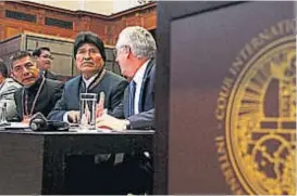  ?? (DPA) ?? Reclamo. Evo Morales en el tribunal de La Haya, donde Bolivia presentó su pedido de reapertura de negociacio­nes con Chile.