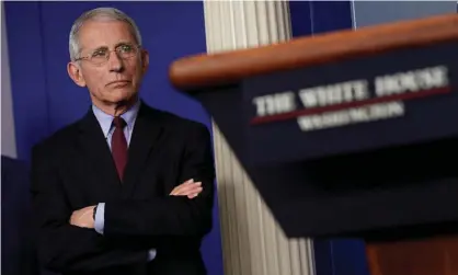  ?? Photograph: Joshua Roberts/Reuters ?? Dr Anthony Fauci listens during the daily coronaviru­s response briefing at the White House in Washington­on Saturday.