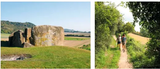  ??  ?? A PLACE OF RITUALS West of the River Medway, the wellpreser­ved Coldrum Long Barrow hosts a dawn Morris Dance every May Day. TRAILS OF FAITH & TRADE Ancient tracks adopted by pilgrims were also used by drovers taking livestock to market.