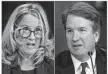  ?? Associated Press file photos ?? Somebody, on either side, must know more about Christine Blasey Ford’s accusation­s against now-Supreme Court Justice Brett Kavanaugh.