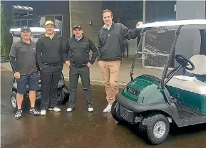  ?? SUPPLIED ?? Ali Williams showed off his golf skills last weekend with (from left) Brendan and Daniel Weston and Rick Galbraith.