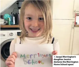  ??  ?? Jacqui Merrington’s daughter Jessica declares the Merrington Home School open!