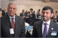  ??  ?? Suhail bin Mohamed Faraj Fares Al Mazrouei and Opec secretaryg­eneral Abdalla Salem El Badri at the 15th Oil Summit Conference in Paris on Friday. —