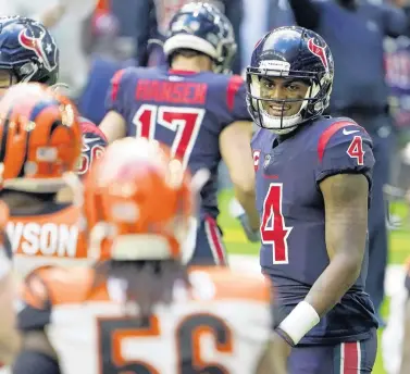  ?? ERIC CHRISTIAN SMITH/AP ?? Texans quarterbac­k Deshaun Watson has expressed his discontent with Houston, so should the Dolphins take a shot at acquiring him?