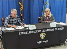  ?? PHOTO PROVIDED BY RENSSELAER COUNTY ?? Rensselaer County Executive Steve McLaughlin and Rensselaer County Public Health Director Mary Fran Wachunas provide a COVID-19update Friday afternoon.