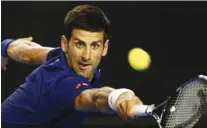  ?? – File Photo ?? CRUSHING WIN: Djokovic hits a return against Mitchell Krueger during the men’s singles match of the Australian Open.