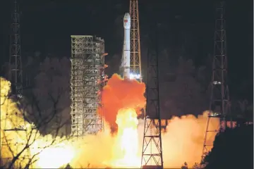  ??  ?? A Long March-3B rocket carrying Chang’e 4 lunar probe takes off from the Xichang Satellite Launch Centre in Sichuan province, China. — Reuter photo