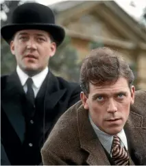  ?? ITV ?? Stephen Fry and Hugh Laurie portrayed Wodehouse’s most famous creations, Jeeves and Wooster, in several TV series in the 1990s.