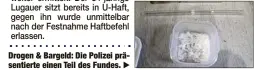  ??  ?? Drogen & Bargeld: Die Polizei präsentier­te einen Teil des Fundes.