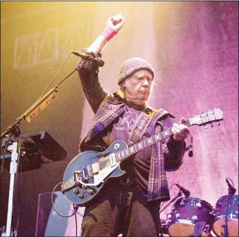  ?? ?? Neil Young performs at the BottleRock Napa Valley Music Festival at Napa Valley Expo in Napa, Calif., on May 25, 2019. Young offers a ragged and raw live take of his 1990 album ‘Ragged Glory’ with a new album. (AP)