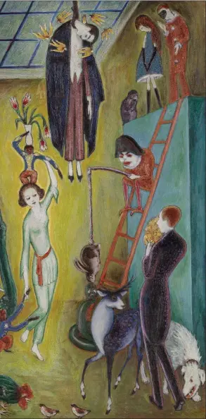  ?? FOTO: MODERNA MUSEET ?? VISIT HOS EXCENTRISK DAM. Nils Dardels målningar kryllar ofta av djur.