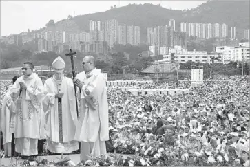  ?? Pool Photo ?? POPE FRANCIS said at an outdoor Mass, “Don’t be indifferen­t to the sufferings of the underprivi­leged.”