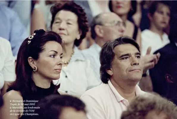  ??  ?? Bernard et Dominique Tapie, le 30 mai 1993 à Marseille, au lendemain de la victoire de l’OM en Ligue des Champions.