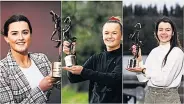  ??  ?? PLAYERS OF THE YEAR Senior winner Aimee Mackin of Armagh, Vikki Wall of Meath with intermedia­te award and Fermanagh’s Eimear Smyth who won the junior prize