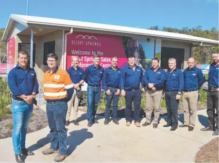  ??  ?? LEARNING PROCESS: Master Builders CEO Grant Galvin and Townsville builder Adrian Gabrielli with Queensland board members at Lendlease project Elliot Springs in Townsville.