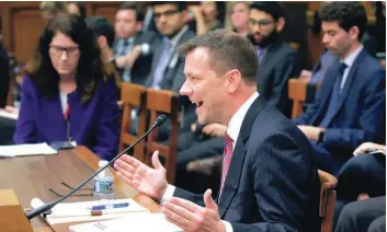  ?? — Reuters ?? FBI Deputy Assistant Director Peter Strzok testifies in the Rayburn House Office Building in Washington.