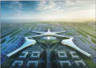  ?? PROVIDED TO CHINA DAILY ?? An artist’s impression of the Qingdao Jiaodong Internatio­nal Airport, which is scheduled to open by the end of 2019.