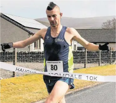  ??  ?? OVER THE LINE: Yorkshire-based Terry Forrest and Inverness Harrier Gemma Cormack took the Haughs of Cromdale 10km road race titles