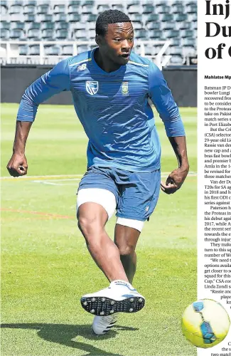  ?? Picture: WARREN/GALLO IMAGES ?? KEY COG: Kagiso Rabada, of the Proteas, during the South African national cricket team training session and media conference at the Bidvest Wanderers Stadium in Johannesbu­rg on Thursday