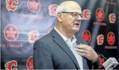  ?? JEFF MCINTOSH/THE CANADIAN PRESS ?? Calgary Flames’ president Ken King speaks to reporters about the team’s position on the Saddledome, in Calgary, Alta., on Friday.