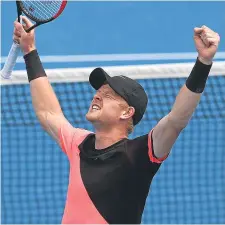  ??  ?? Kyle Edmund celebrates his surprise success.