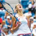  ?? THE ASSOCIATED PRESS ?? Karolina Pliskova reacts after defeating Zhang Shuai in the U.S. Open on Saturday in New York.