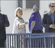  ?? CAROLYN KASTER / ASSOCIATED PRESS ?? Democratic presidenti­al candidate Hillary Clinton arrives in Provinceto­wn, Mass., Sunday, on her way to a fundraisin­g event.