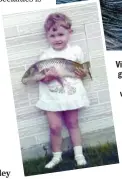  ??  ?? Violetta Talley geared up for fishing and video editing earlier this year. Talley ( left) with her first fish.