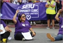  ?? PHOTO BY HOWARD FRESHMAN ?? Protesters participat­e in a rally in support of health care workers and union members Sept. 4in L.A. Kaiser and union officials said Monday that negotiatio­ns, which were scheduled to end Sunday, are continuing.