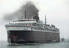  ?? MARK HOFFMAN / MILWAUKEE JOURNAL SENTINEL ?? Shown in 2015, The SS Badger began service in 1953 and can hold about 600 passengers on the trip from Manitowoc to Ludington, Mich.