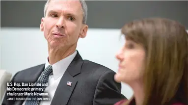  ?? JAMES FOSTER/ FOR THE SUN- TIMES ?? U. S. Rep. Dan Lipinski and his Democratic primary challenger Marie Newman.