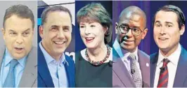  ?? COURTESY ?? The five democratic candidates for governor of Florida, from left: Jeff Greene, Philip Levine, Gwen Graham, Andrew Gillum and Chris King.