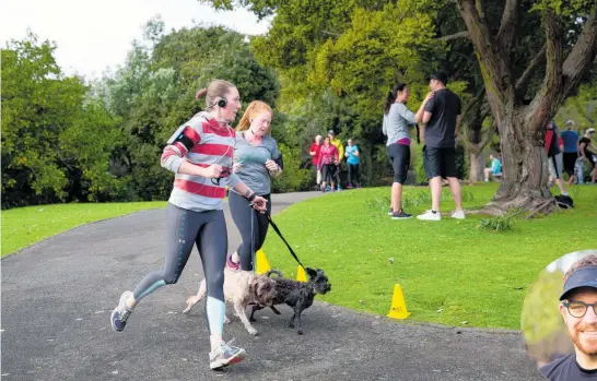  ?? Photos / Sylvie Whinray ?? The Western Springs Park Run is for everyone, and popular with pets as well; volunteer Kent Stead (inset).