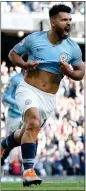  ??  ?? ON FIRE: Sergio Aguero celebrates his goal