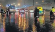  ??  ?? Parts of the national capital received light rain, followed by a thundersto­rm and strong winds on Thursday.