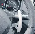  ??  ?? Large paddle shifters for the six-step CVT allow the driver to shift sequential­ly.