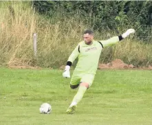  ??  ?? Rallying call Goalkeeper Gav Sorley hopes home advantage can help Scone into the next round. Photo: Jon Baker