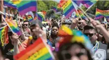  ?? Agustin Paullier / AFP / Getty Images ?? Pride parades sometimes attract a segment of the population who feel they have the right to judge how other’s live their lives.