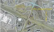  ?? SPECIAL TO THE ST. CATHARINES STANDARD ?? The Ministry of Transporta­tion is proposing a unique interchang­e for Glendale Avenue and the QEW that shifts vehicles to the opposite side of the road as they cross the overpass.