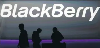  ?? LEFTERIS PITARAKIS/THE ASSOCIATED PRESS FILE ?? BlackBerry’s switch from a smartphone maker to software producer has it “well positioned at the epicentre of this transforma­tion.”