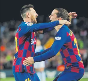  ?? FOTO: PEP MORATA ?? Messi y Griezmann pueden volver a ser titulares juntos tras las suplencias del francés