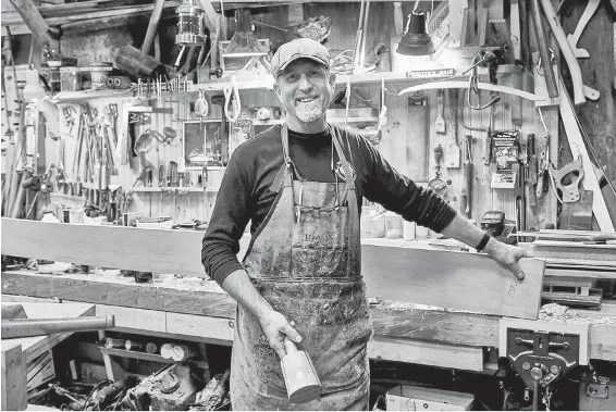  ??  ?? Boat-builder, furniture-maker and artist Tony Grove, whose show of paintings of wooden boats opens Thursday at the Maritime Museum of B.C.