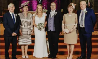  ??  ?? Nora Murphy, Boherbue and John Gilhooley Mohill, Co. Leitrim, pictured on their wedding day on Dec. 22nd in St. Mary’s Cathedral, Killarney, with Nora’s parents Bertie Joe and Eileen Murphy and John’s parents Ollie and Geraldine Gilhooley.