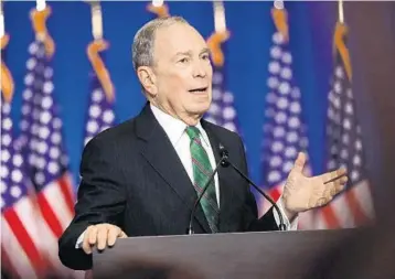 ?? SPENCER PLATT/GETTY ?? Former Democratic presidenti­al candidate Mike Bloomberg pledged to spend “whatever it takes” to help Democrats defeat President Donald Trump. Bloomberg moved to direct $100 million to Florida alone in support of Joe Biden.