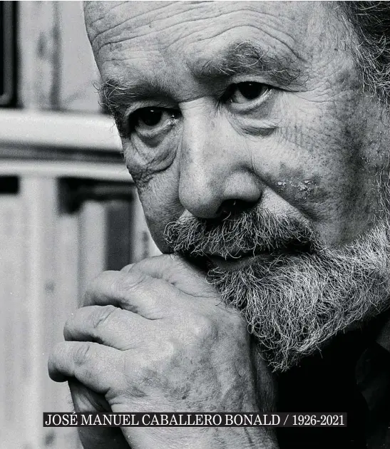  ?? RODRÍGUEZ APARICIO ?? José Manuel Caballero Bonald, que falleció ayer a los 94 años, fue poeta, crítico, ensayista y memoriógra­fo, y autor de grandes obras como «Ágata ojo de gato»