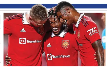  ?? GETTY IMAGES ?? Chipper: Fred celebrates with Marcus Rashford (right) and Scott McTominay (left)