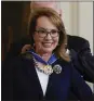  ?? J. SCOTT APPLEWHITE — AP ?? Former Rep. Gabrielle Giffords of Arizona is excited about her award.