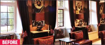  ??  ?? Ornate: Dark colours and heavy furnishing­s gave the drawing room a baroque feel
BEFORE