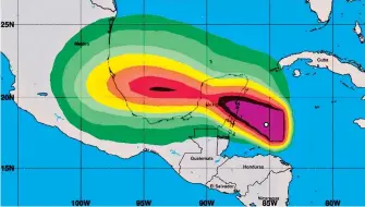  ?? FOTO: EL HERALDO ?? Según el Centro Nacional de Huracanes, la tormenta tropical Franklin se formó en el Caribe y se dirige al golfo de México. A más tardar el jueves estaría tocando tierra en la península de Yucatán.