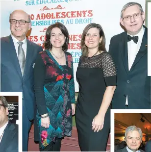  ??  ?? Pour célébrer ses 15 ans d’existence, Éducaloi a organisé une soirée-bénéfice. Dans l’ordre habituel, on voit M Michel Bouchard, président du CA d'Éducaloi, M Nathalie Roy, directrice générale d'Éducaloi, Stéphanie Vallée, ministre de la Justice du...